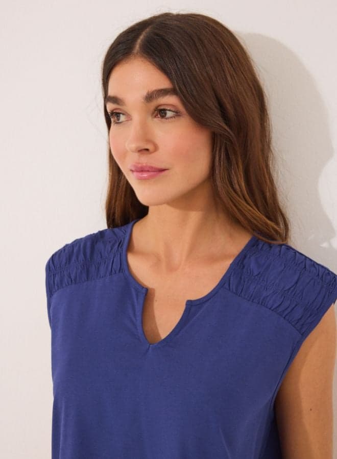 Blue Print Cotton Capri Pyjama Set 359919319 - Image 1