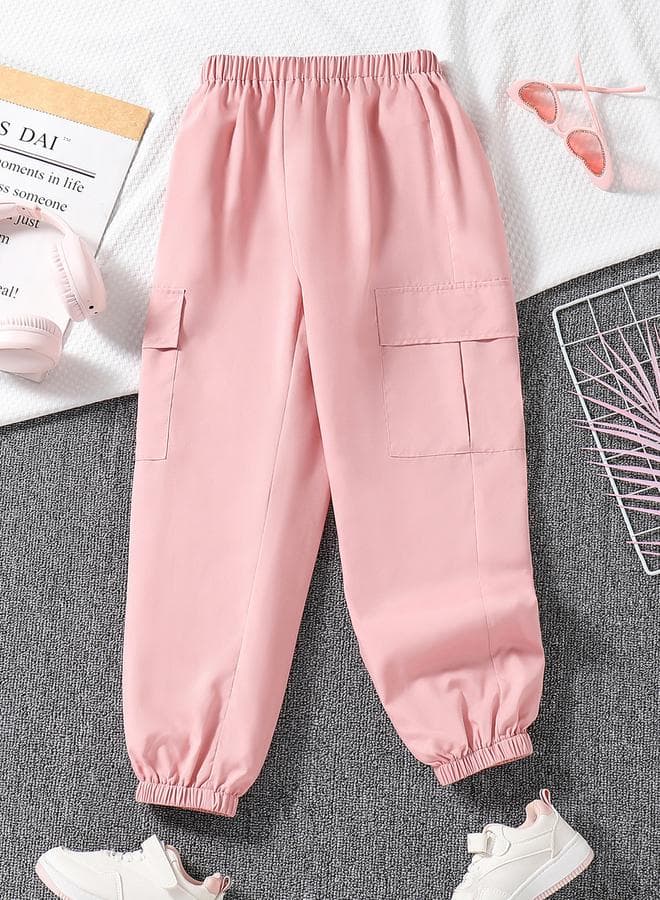 Take Two Girls Pink Cargo Jogger Pants High-Rise - Image 1
