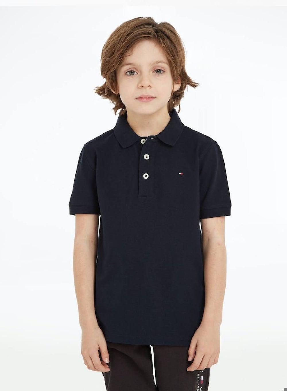 Tommy Hilfiger Boys Organic Cotton Polo Shirt Sky Captain - Image 1