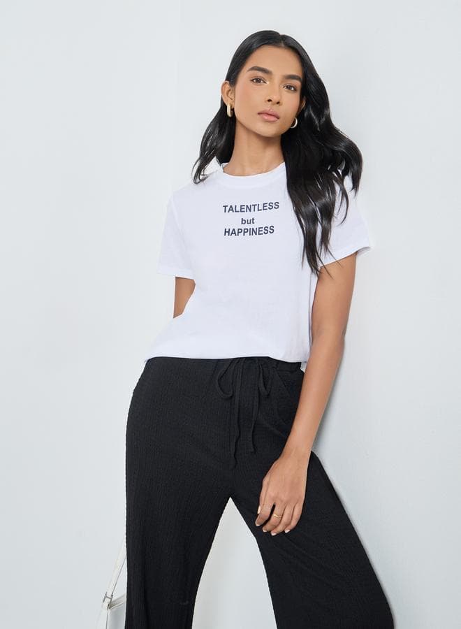 Take Two White Slogan Cotton T-Shirt for Women - Image 1