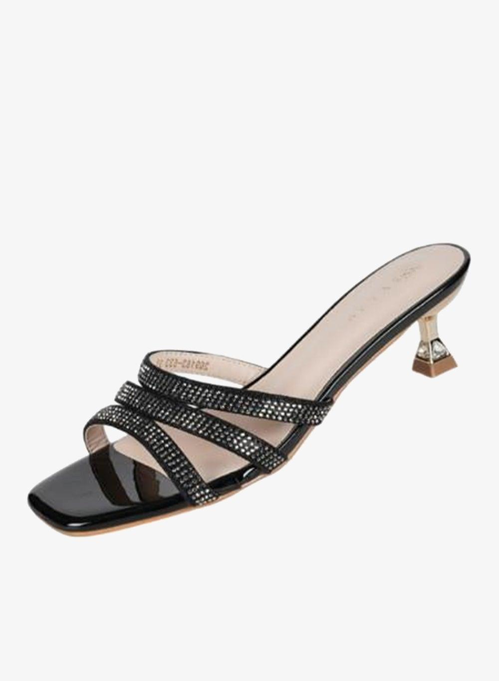 Zayna 2G9183-533 Black Kitten Heel Sandals - Image 1