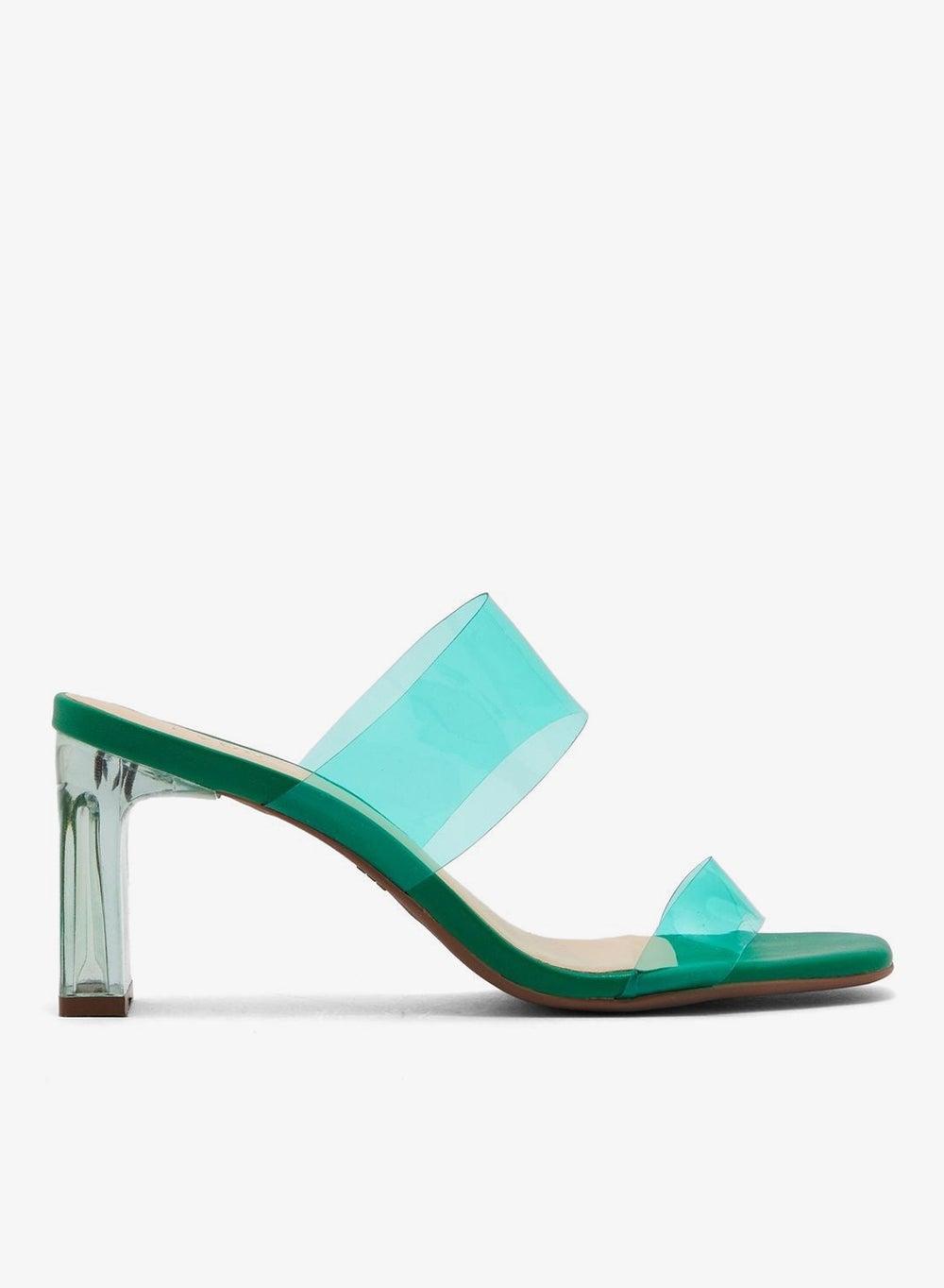 Bcm 122 Clear Heel Green Mid-Heel Sandals - Image 1