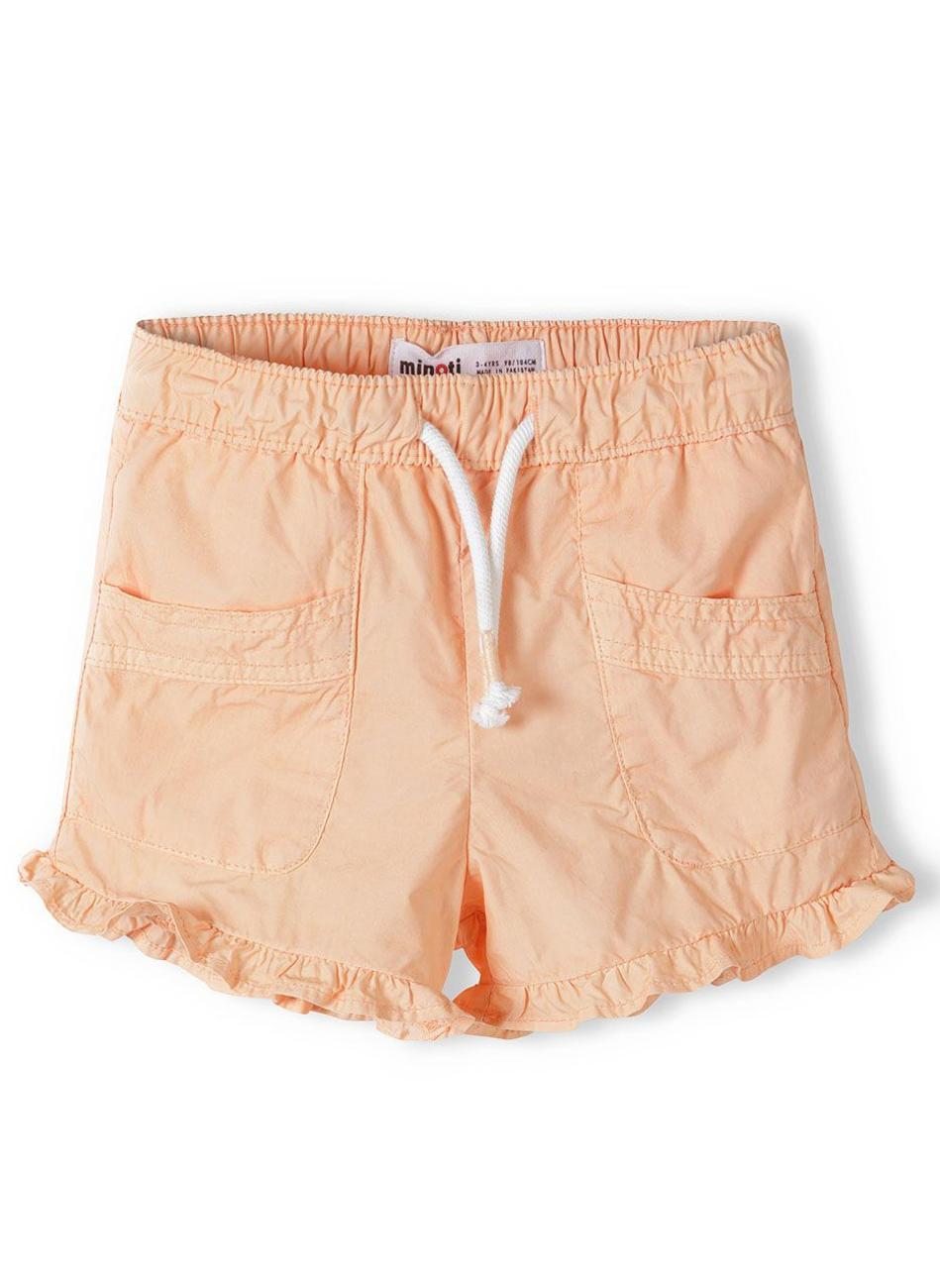 Girls Orange Poplin Shorts with Frilled Trim - Image 1