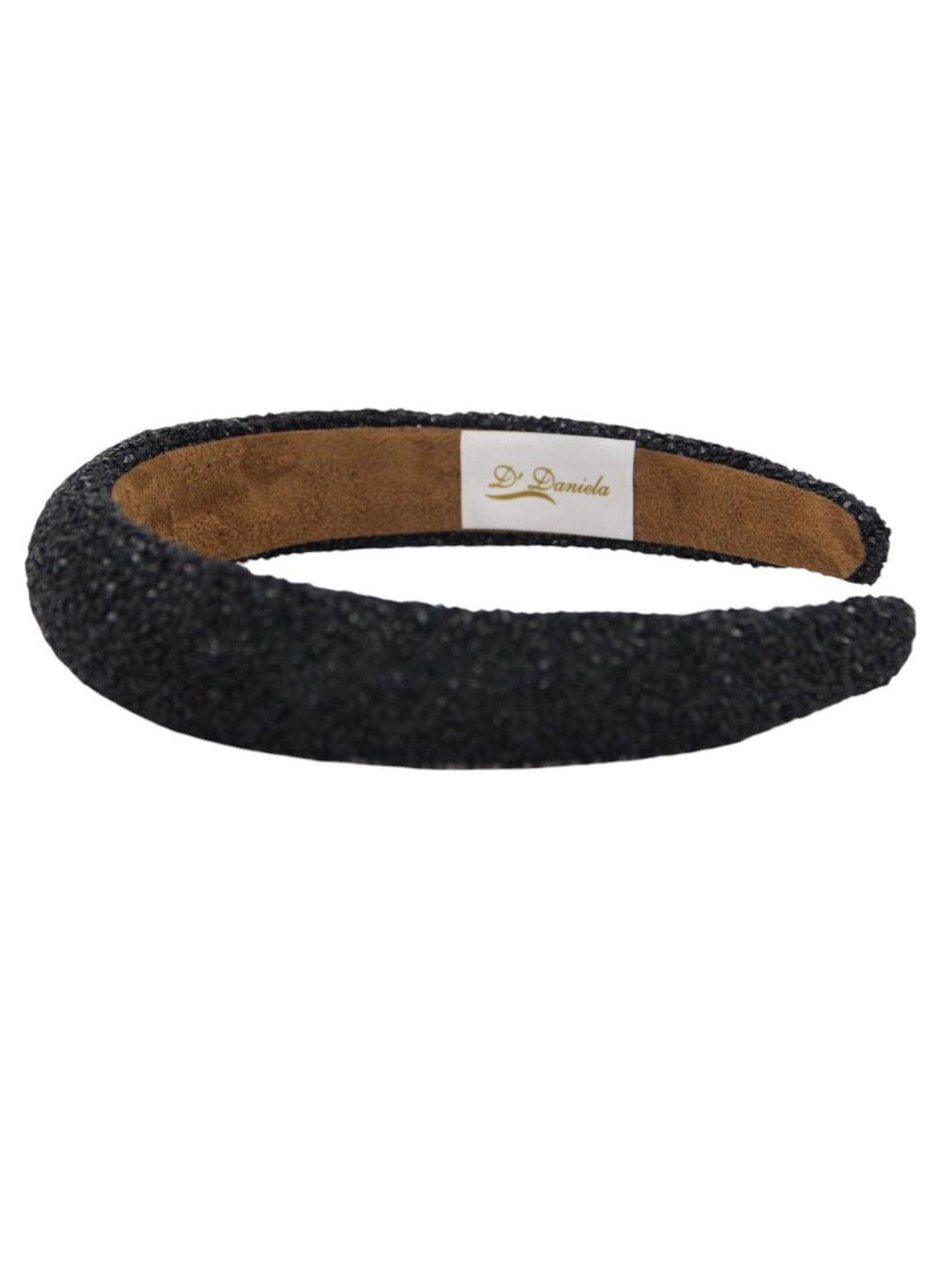 Retro Girls Black Headband with Crystal Accents - Image 1