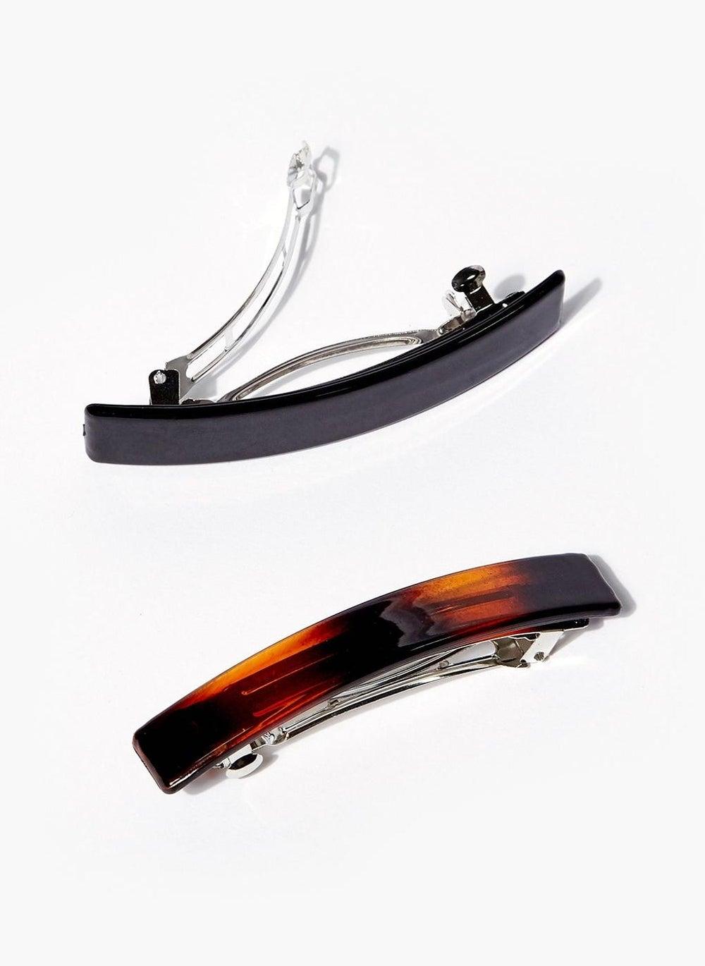 2 Pack Brown Resin Hair Clamp Clips Set - Image 1