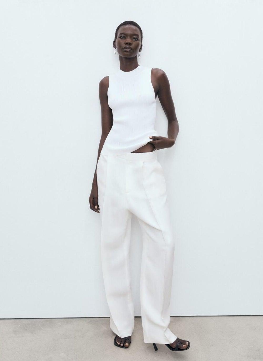 Mango Ribbed Knit Crew Neck Top 17022905 - Image 1