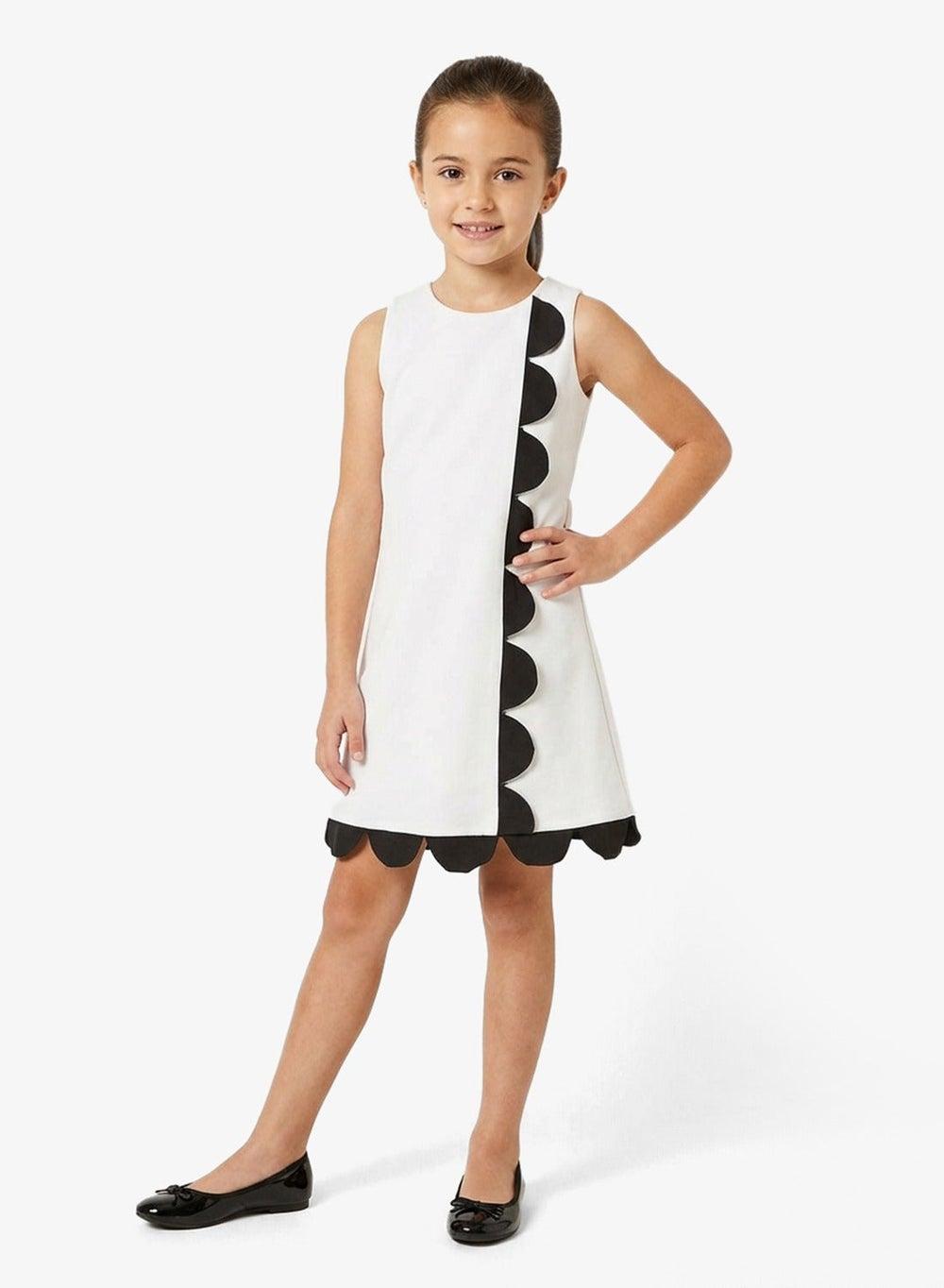 White A-Line Scalloped Mini Dress - Image 1