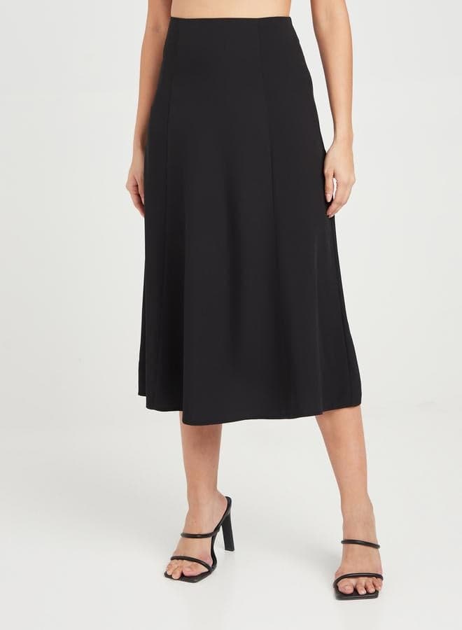 Styli High Waist A-Line Midi Skirt 70014792 Black - Image 1