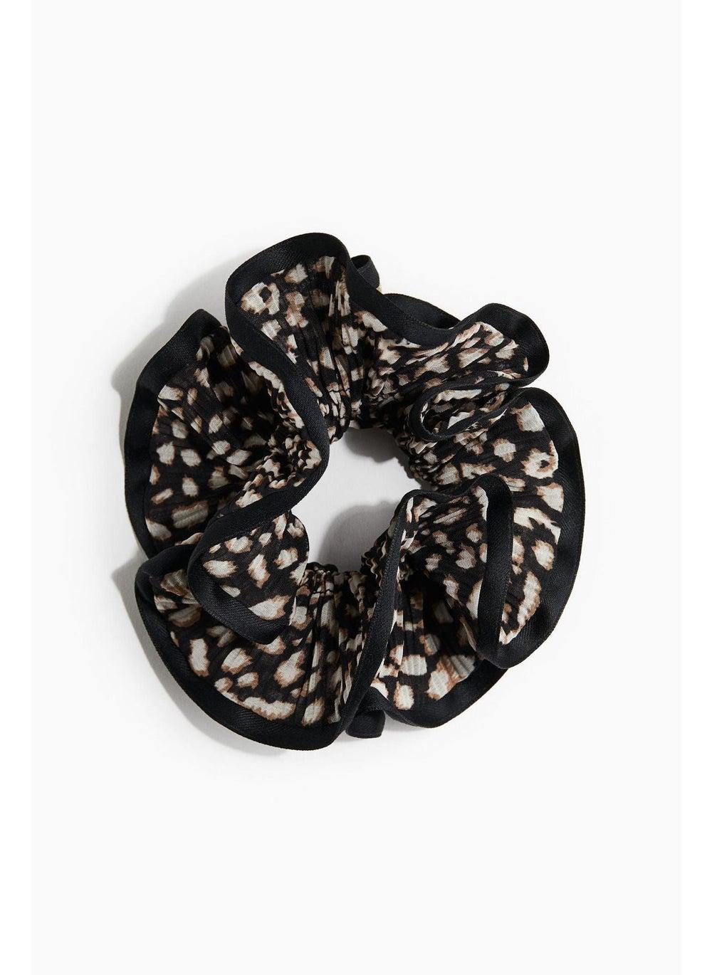 Sheer Pleated Frilled Scrunchie with Satin Edges - Image 1