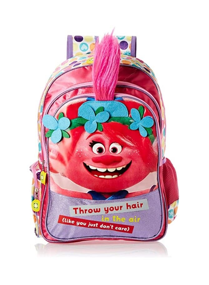 Trolls 18\" Pink Kids Backpack Multicolor Print - Image 1