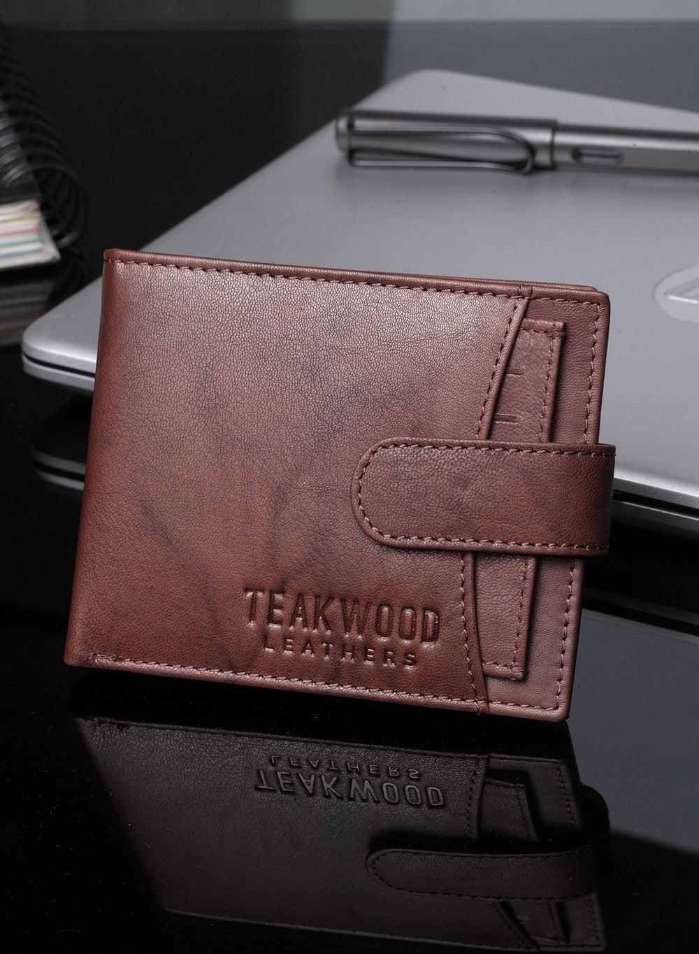 Teakwood Brown Genuine Leather Bi-Fold Men’s Wallet - Image 1