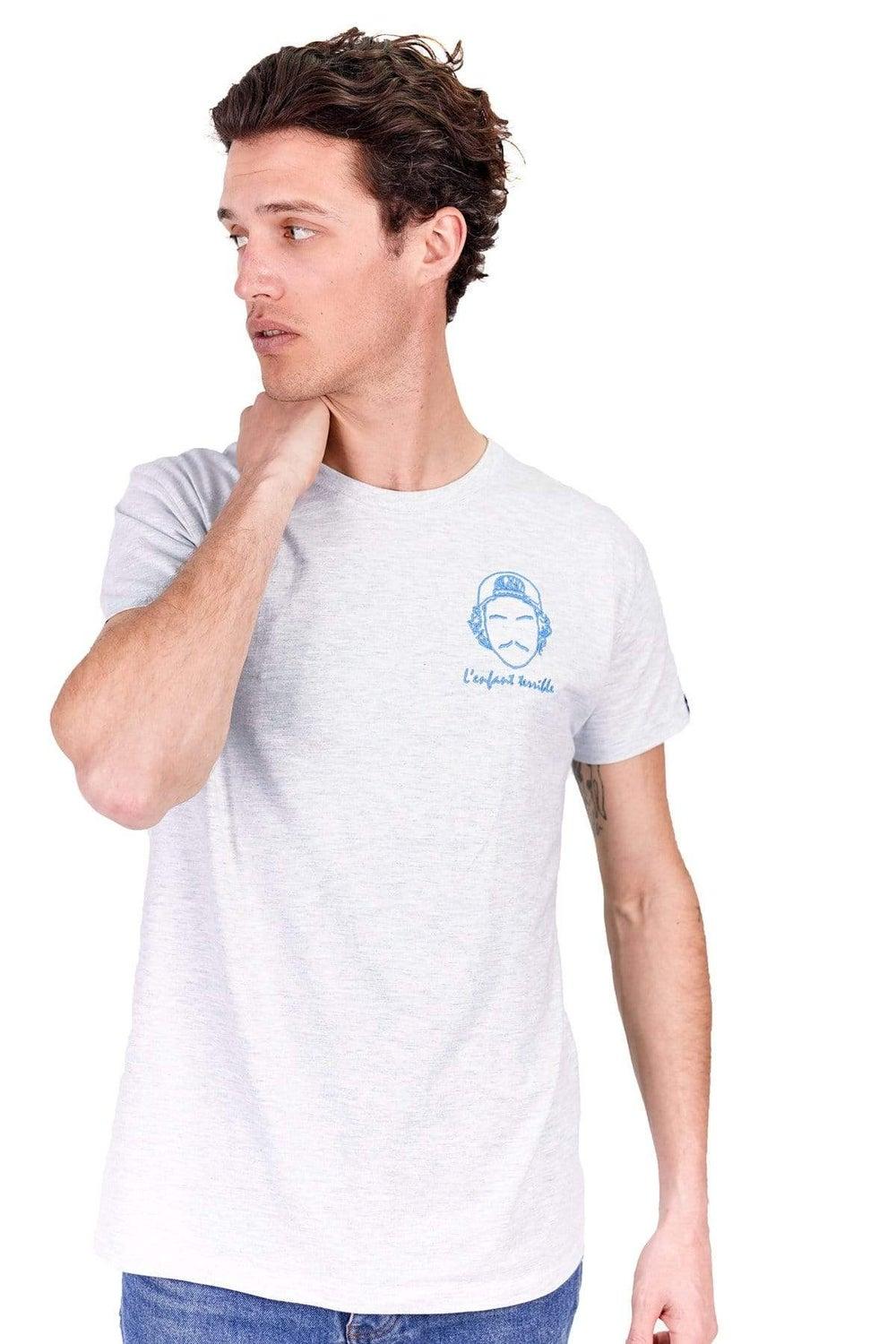 L'Enfant Terrible Grey Embroidered Cotton T-Shirt - Image 1