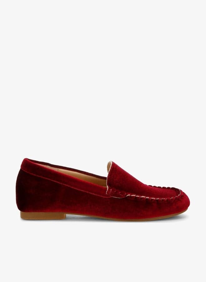 Sh5122 Burgundy Velvet Flat Loafers - Image 1
