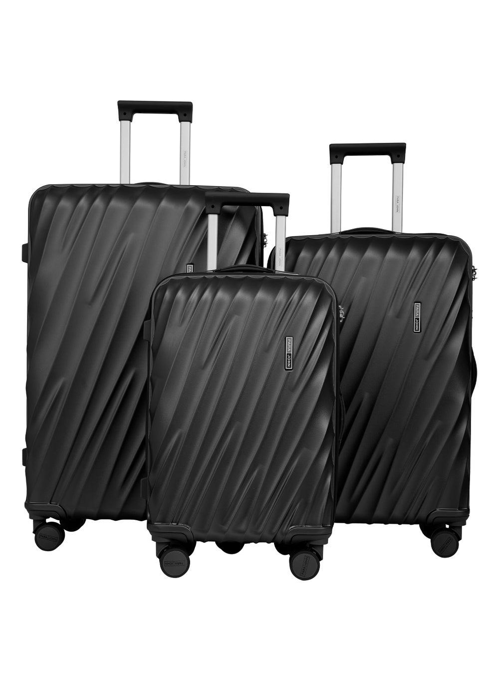 Swirl Series ABS 3-Piece Spinner Luggage Set Black - Image 1