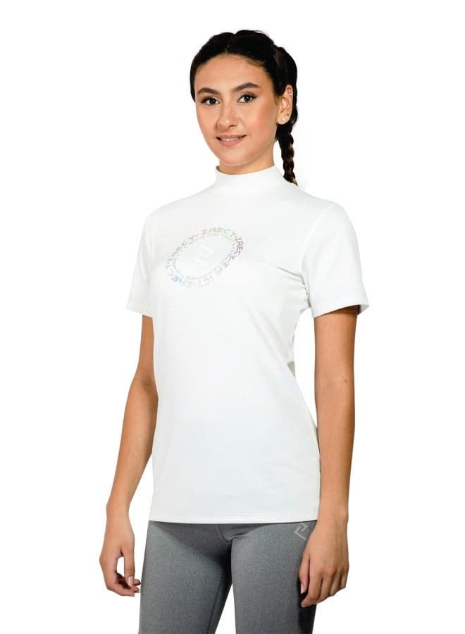 Women's Mock Neck Performance T-Shirt White - Image 1