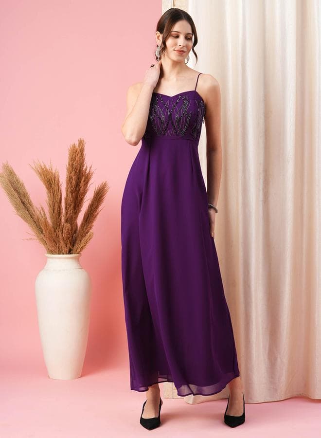 Embroidered Purple Maxi Dress 7008877329 - Image 1