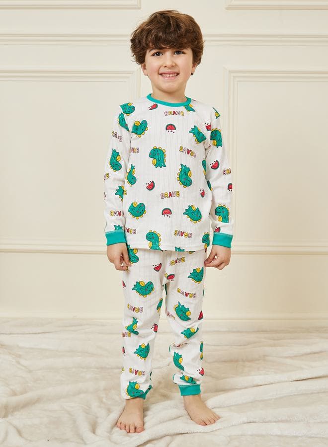 Boys Textured Graphic Print Pyjama Set 2110953020 - Image 1
