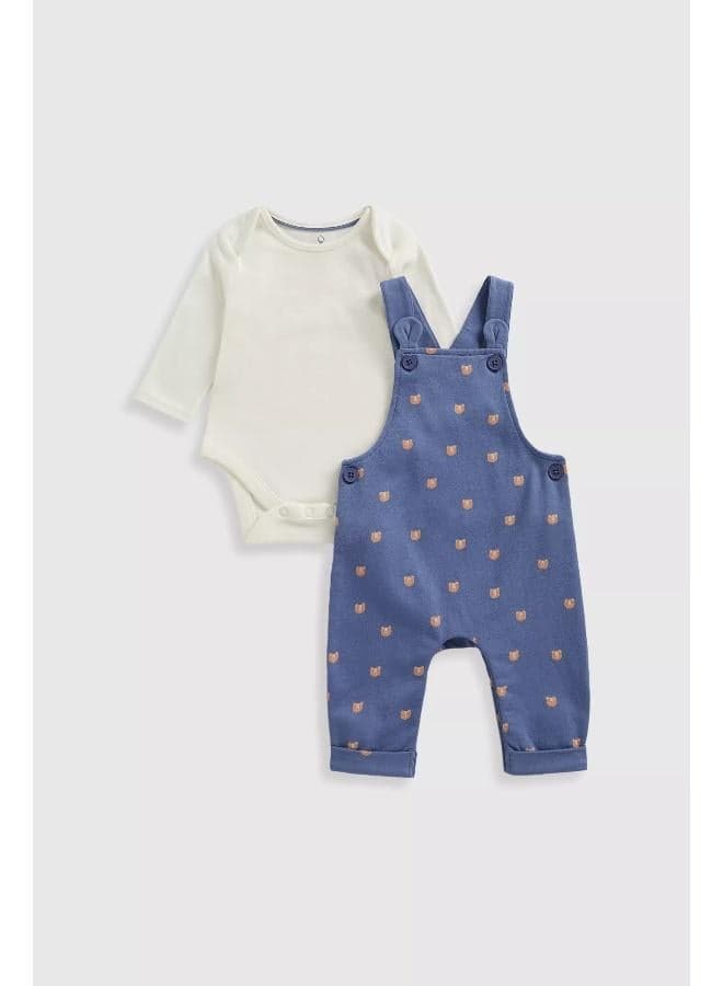 Bear Club Cotton Dungarees & Bodysuit Set If511 - Image 1