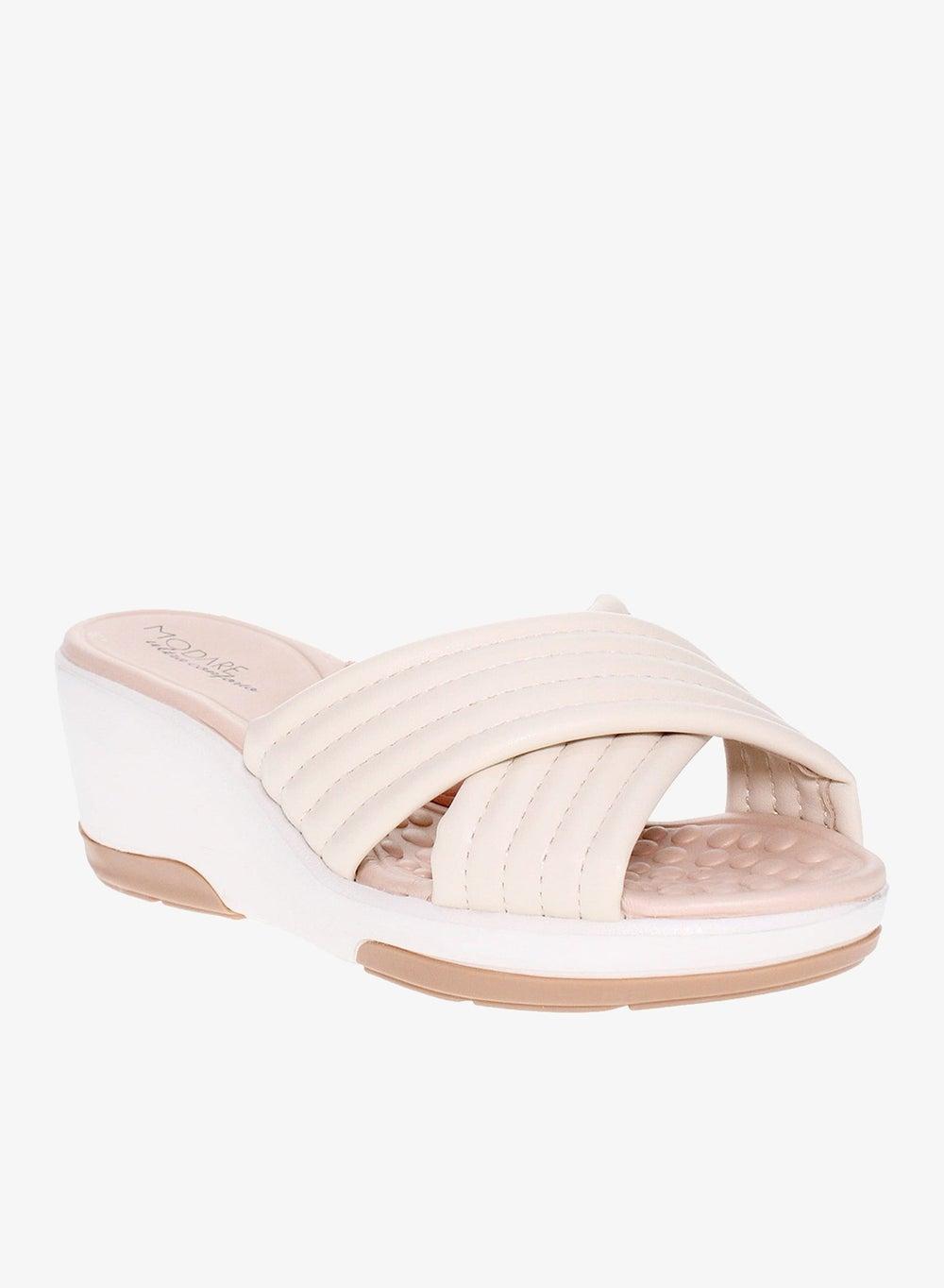 White Mid Heel Wedge Sandals for Women Casual Chic - Image 1