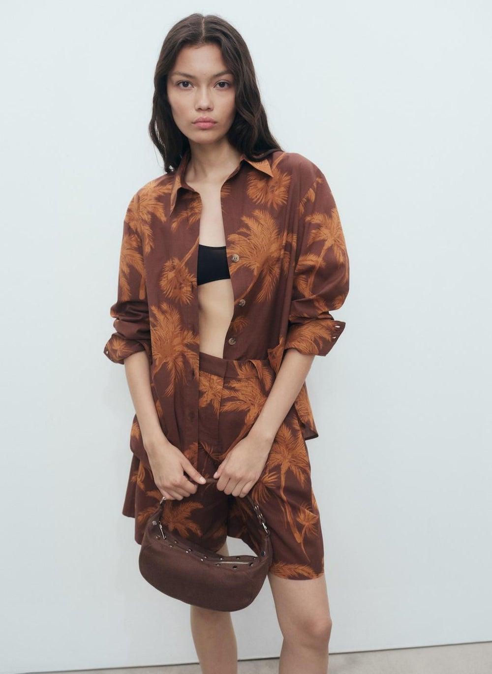 Palm Tree Print Cotton Shirt 17092900 - Image 1