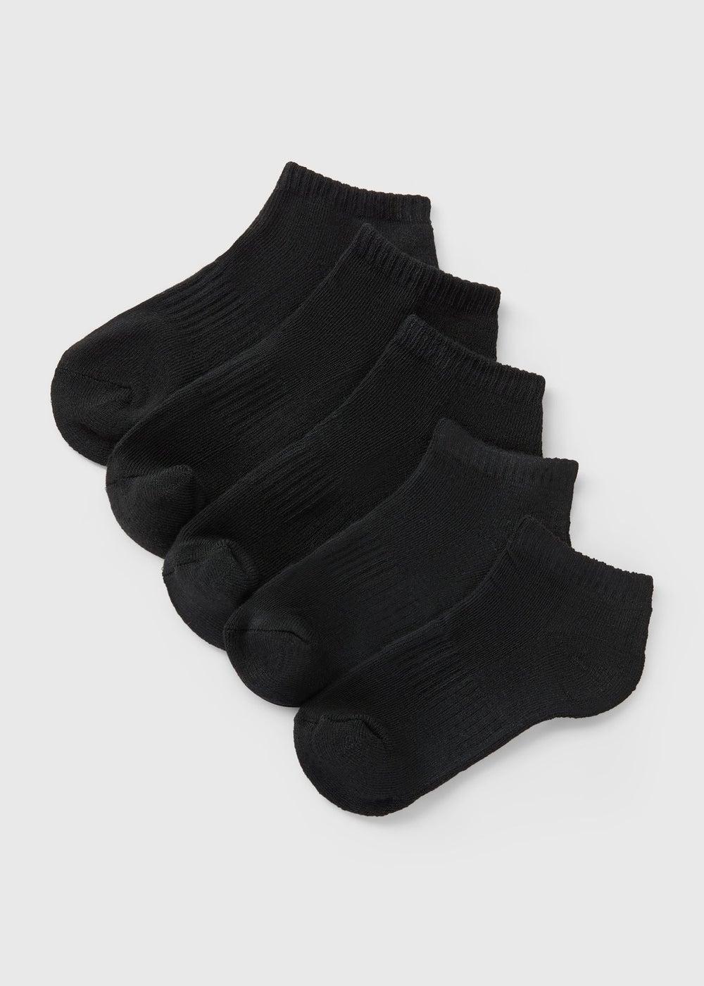 5 Pack Boys Black Trainer Sports Socks - Image 1