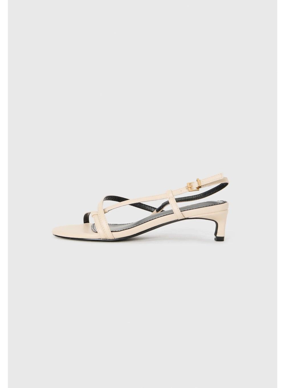 Belinda Beige Slingback Kitten Heel Sandals - Image 1
