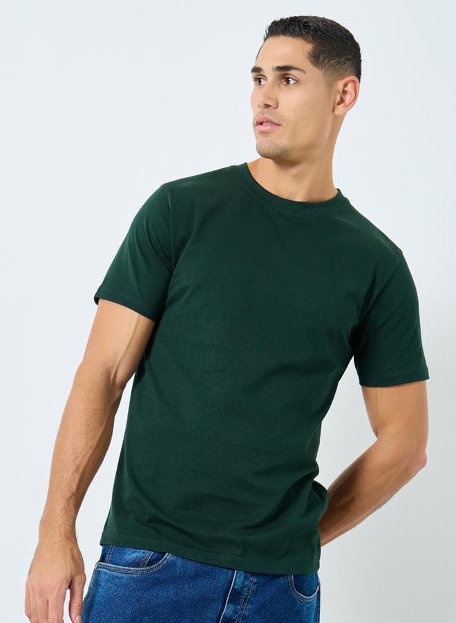 Styli Pure Cotton Dark Green Regular Fit T-Shirt - Image 1