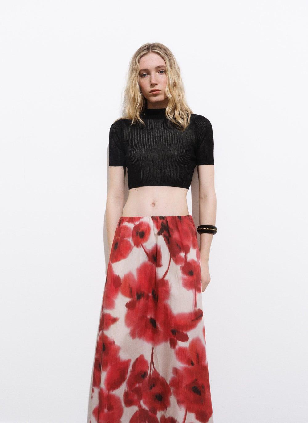 Floral Midi A-Line Skirt 17071285 - Image 1