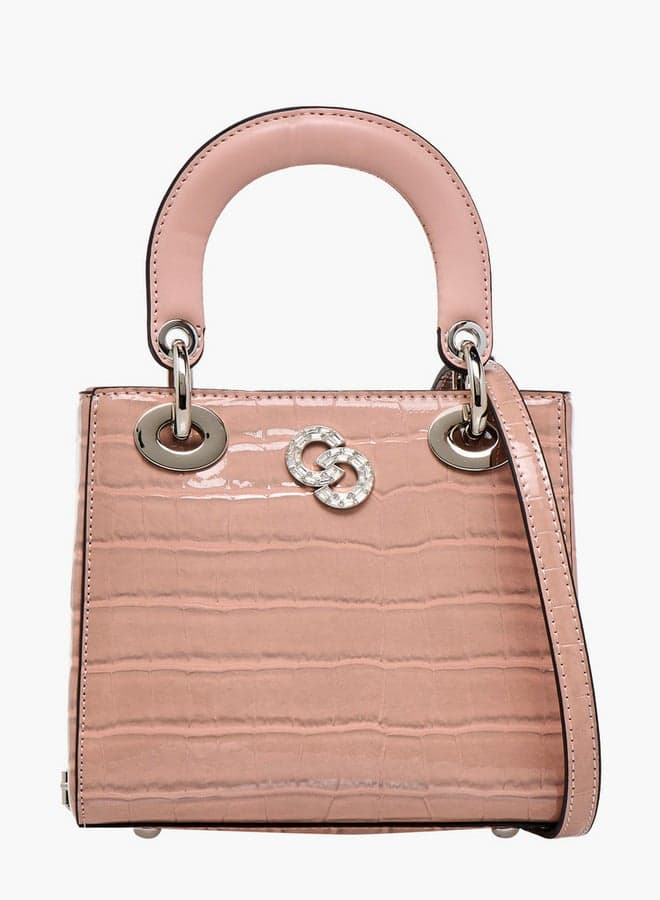 Pink Textured Tote Mtc C73448 with Detachable Strap - Image 1