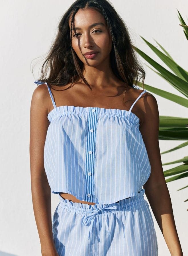 Blue Striped Cotton Beach Top 655409723 - Image 1