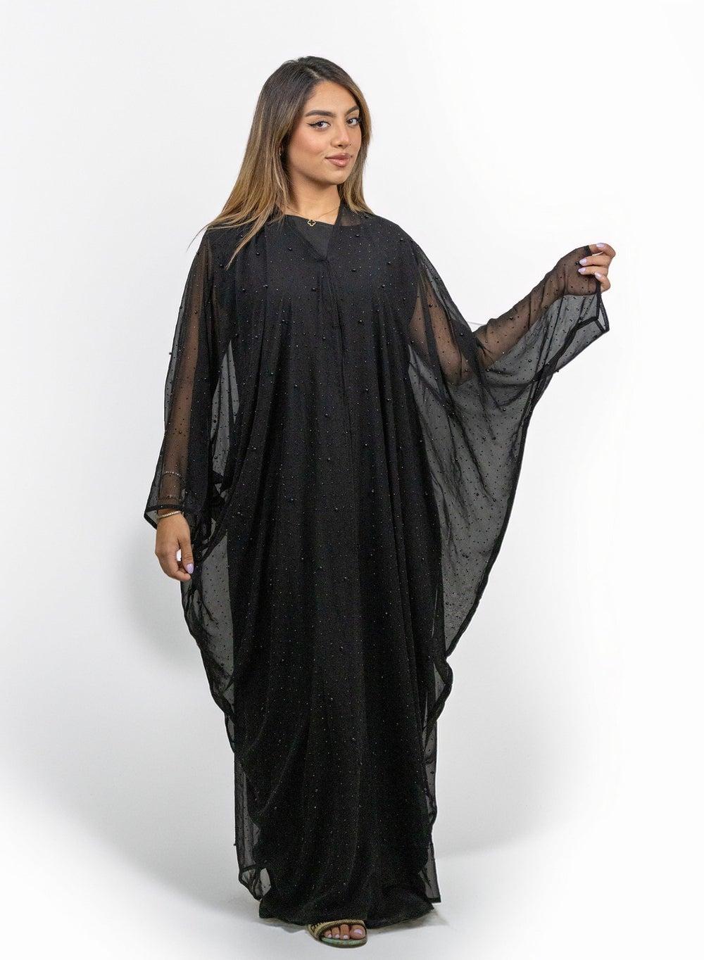 Black Pearl Embellished Abaya 3pcs Festive Set - Image 1
