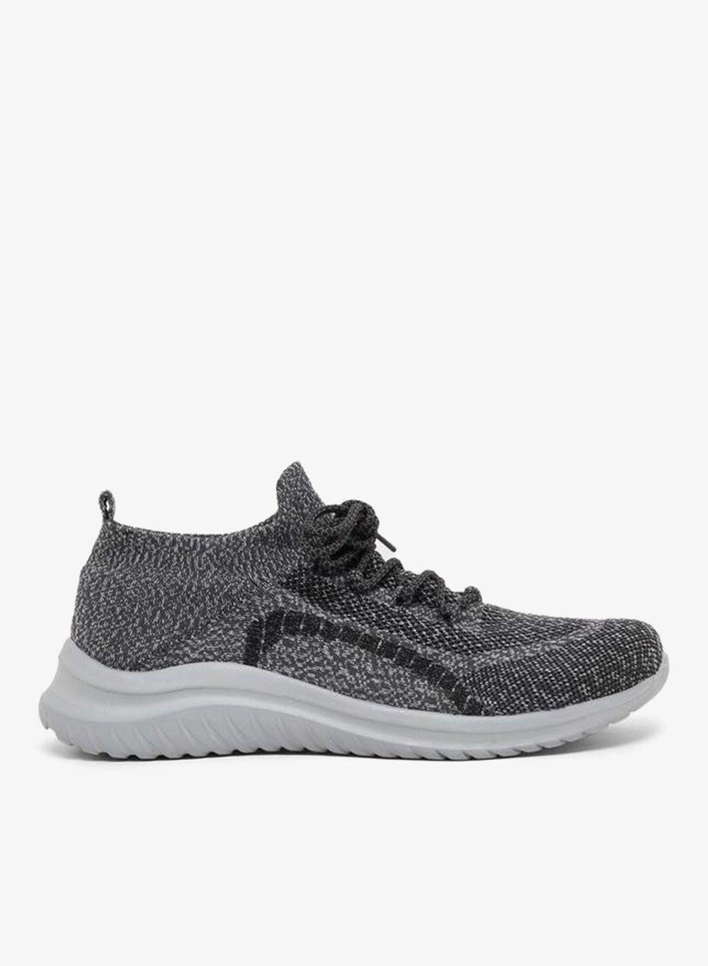 Grey Knitted Lace-Up Slip-In Sneakers 7011897214 - Image 1