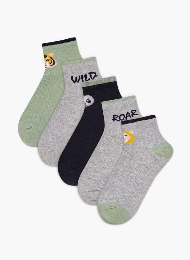 Roar Kb Design Boys' Printed Ankle Socks 5-Pack - Image 1