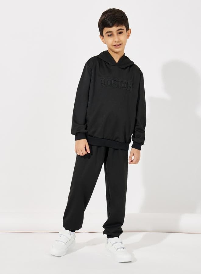 Embossed Logo Hoodie & Joggers Set 2111980301 - Image 1