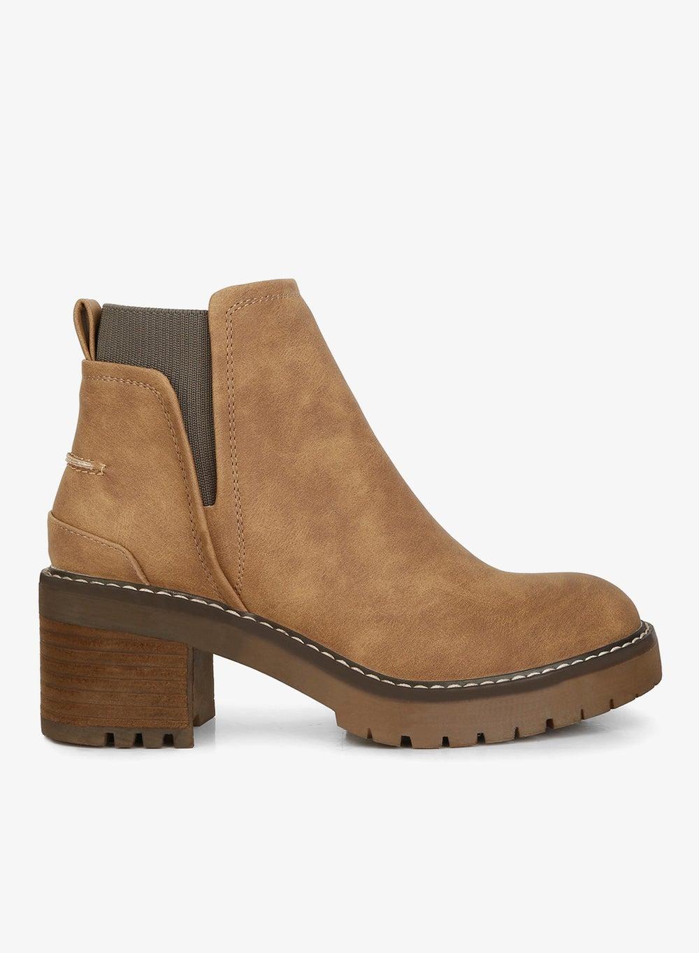Sh4352 Brown Chunky Heel Chelsea Ankle Boots - Image 1