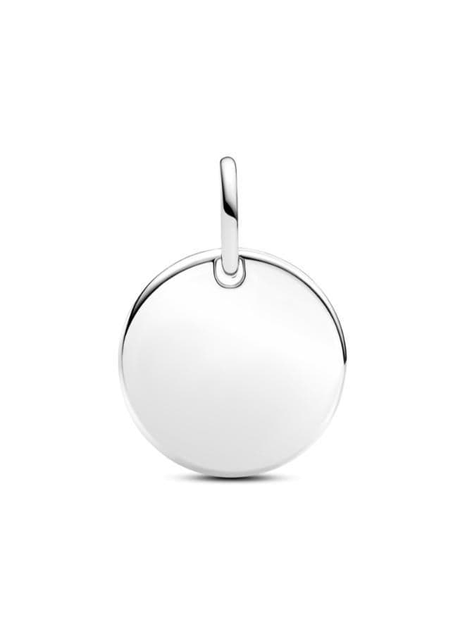 Lab-Grown Diamond Engravable Disc Pendant Silver - Image 1