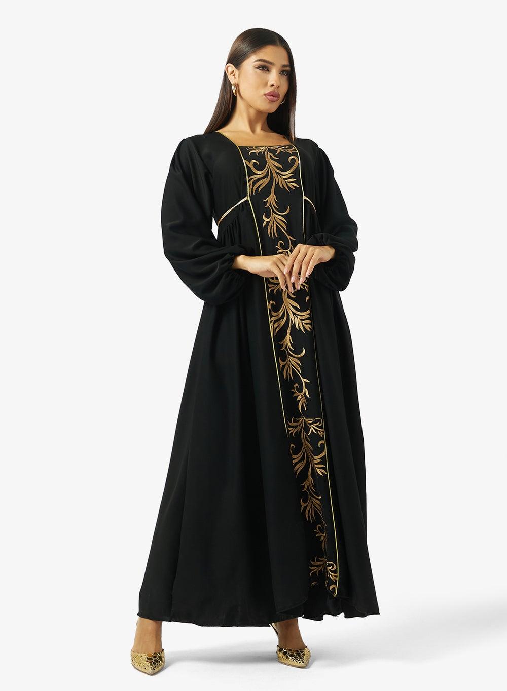 Black Puff Sleeve Maxi Dress Ss25Dr015 - Image 1