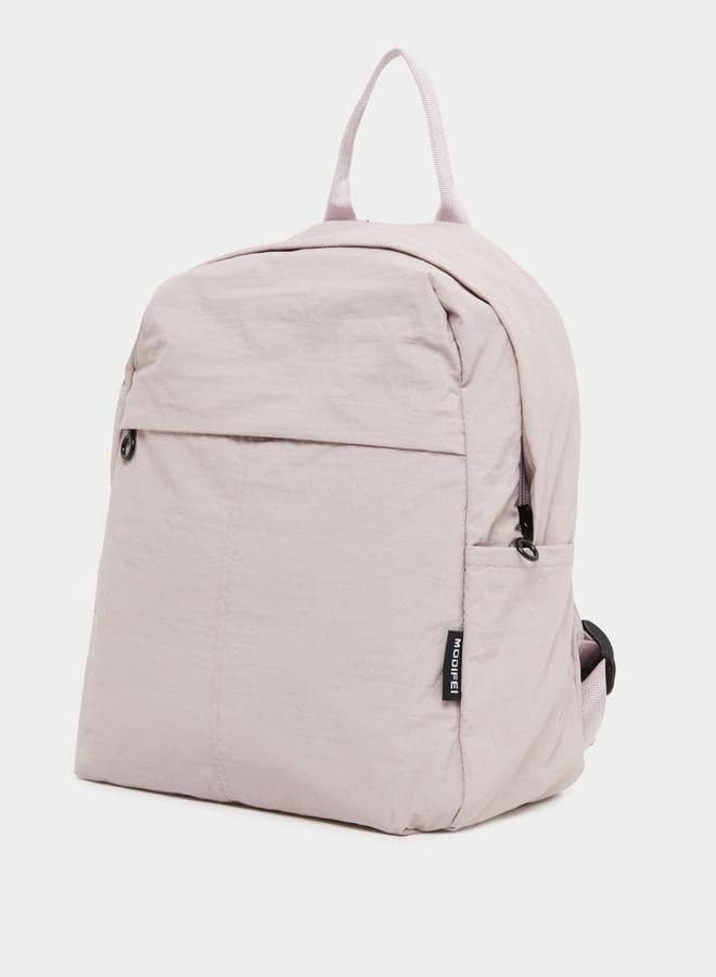 Lilac Nylon Zip Backpack – Minimalist Everyday Laptop Bag - Image 1