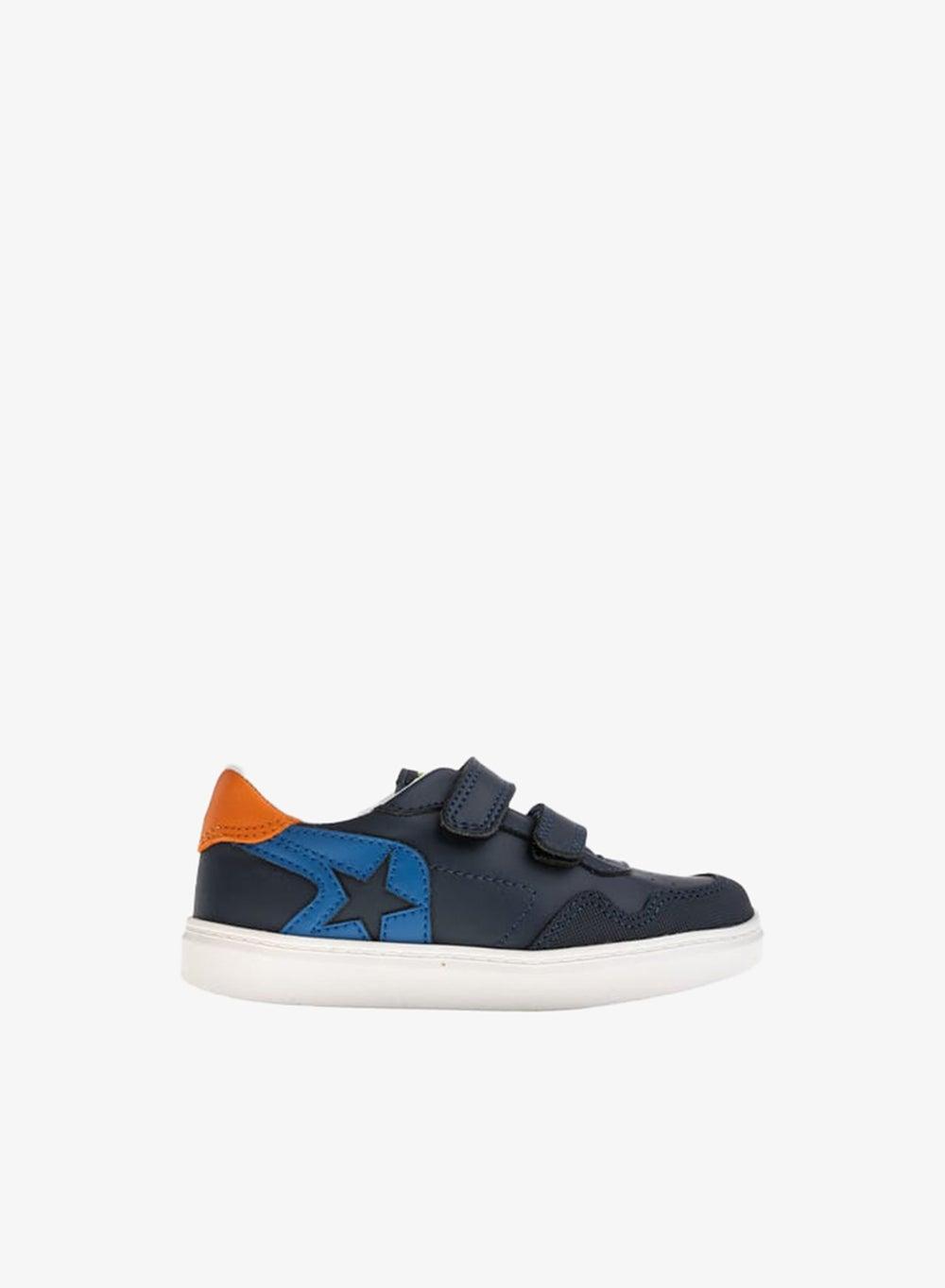 Boys Navy Leather Sneakers 207920 Jnavy Hook & Loop - Image 1