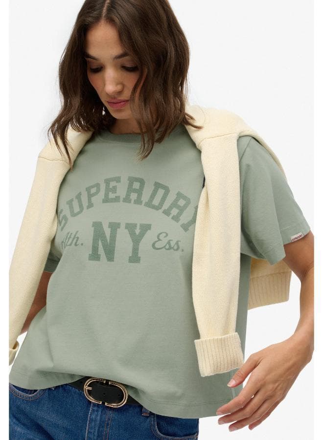 Athletic Essentials Boxy Cropped Cotton T-Shirt - Image 1