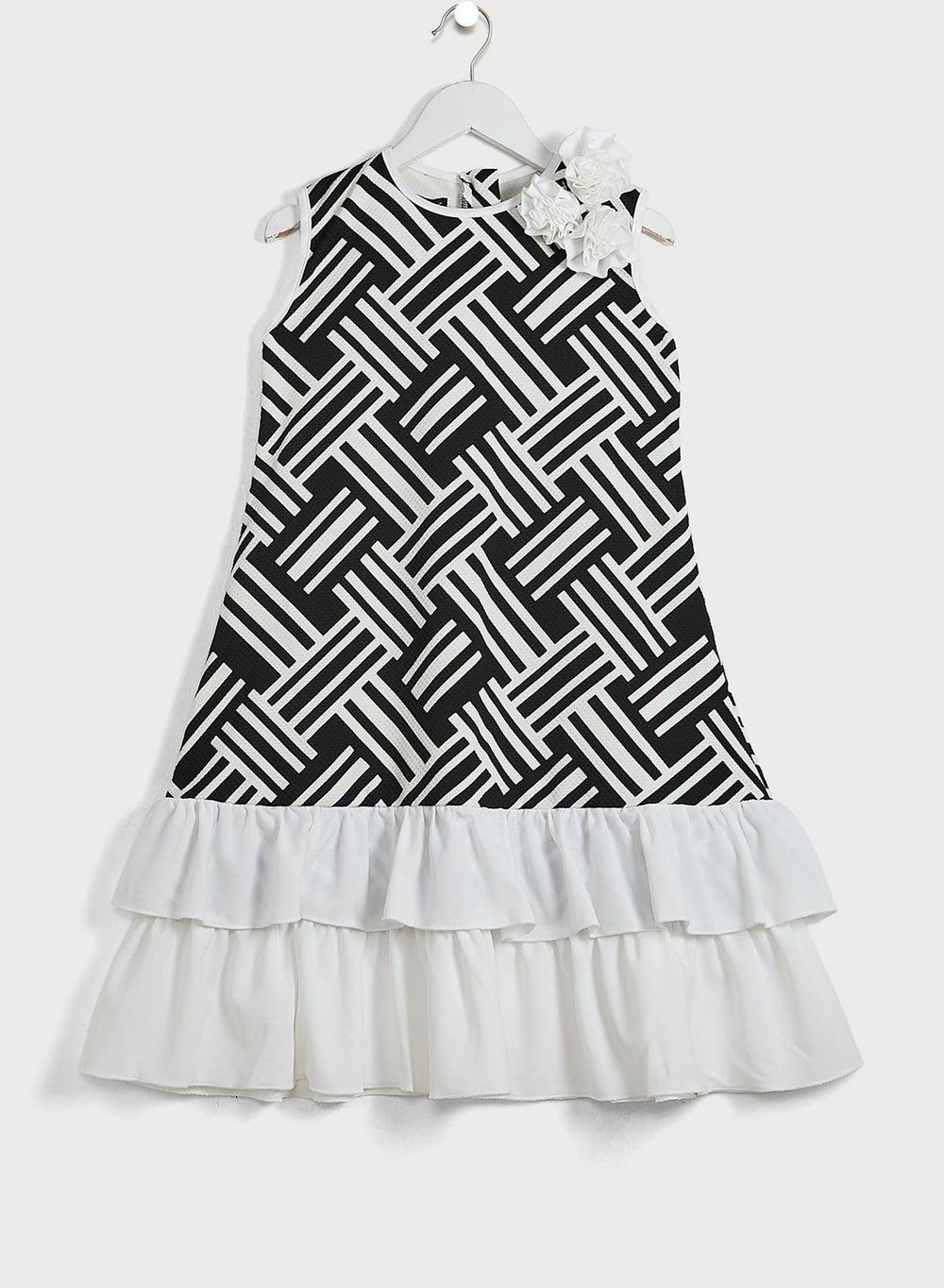 Little Symmetrical Printed A-Line Dress 3479 - Image 1