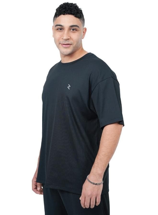 Oversized Travel T-Shirt for Men in Black - Image 1