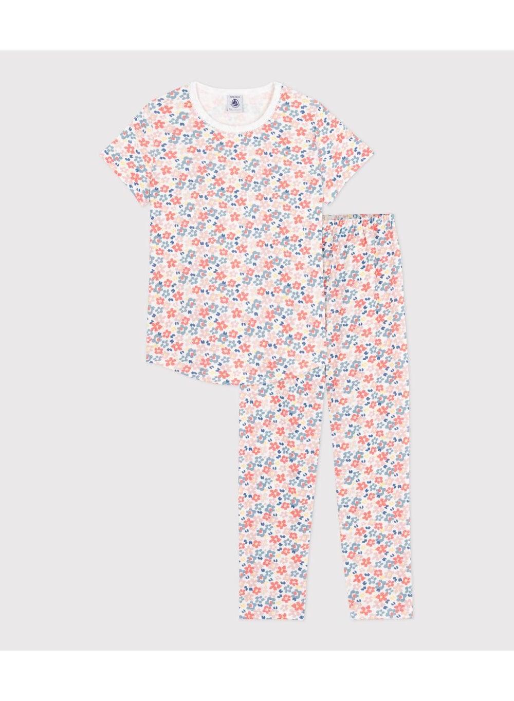 Girls Printed Cotton Pyjamas Set Short Sleeve Long Leg - Image 1