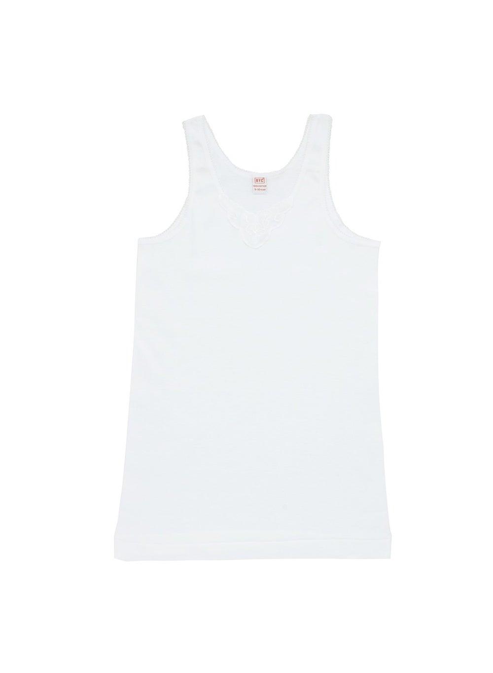 BYC Girls Cotton Lace Vest Js343Gw White - Image 1