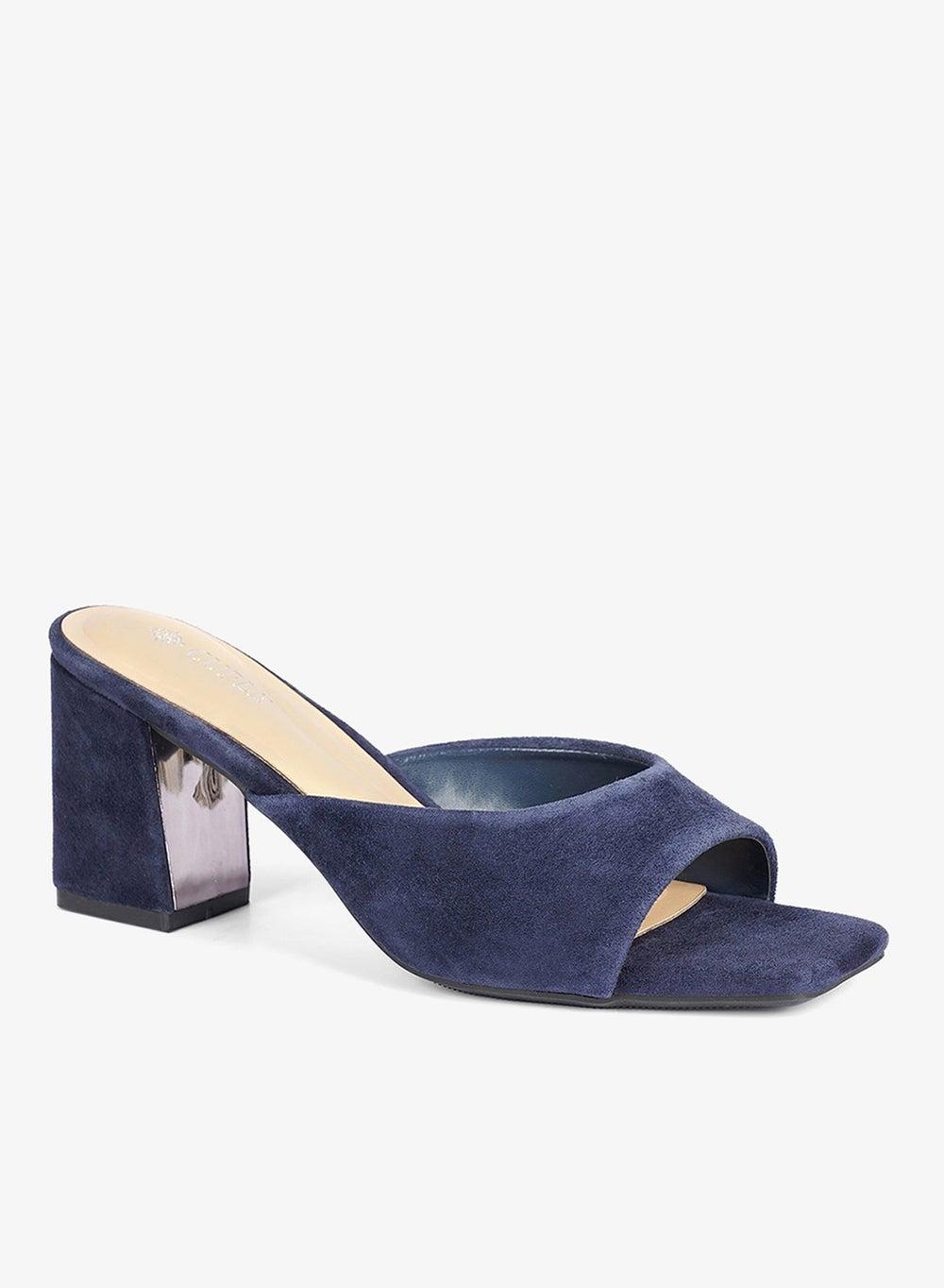 Navy Block Mid Heel Sandals for Women - Image 1