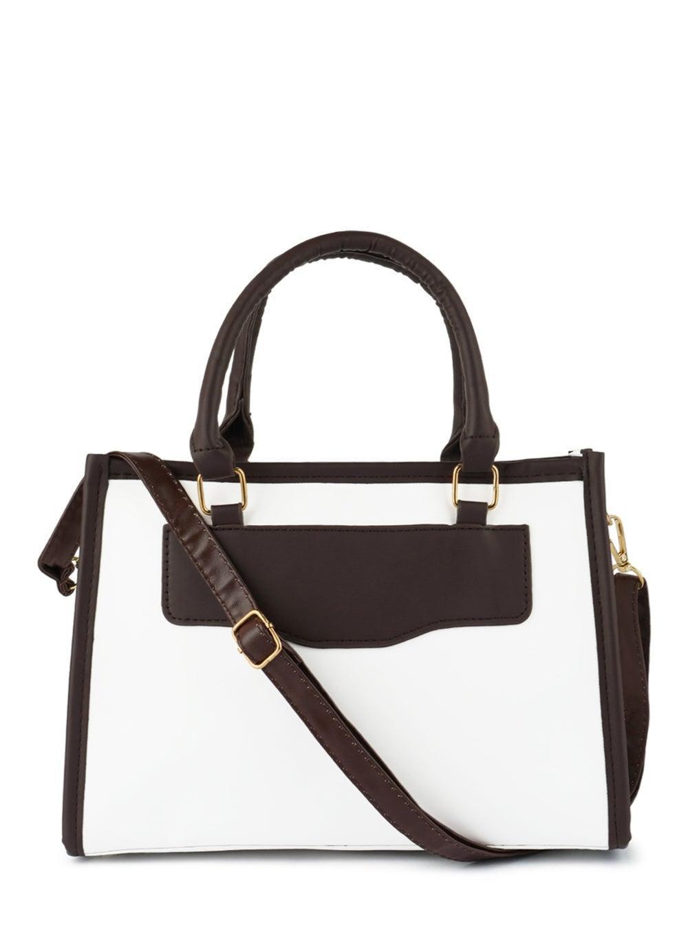 Off White Color Block Tote Bag BG5479 - Image 1