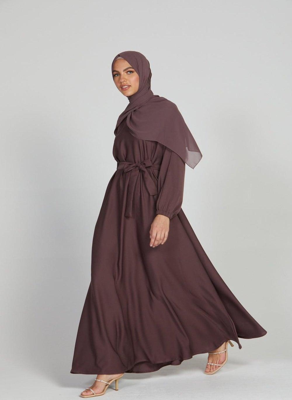 Refined Plain Abaya Set with Belt & Hijab AB96 - Image 1