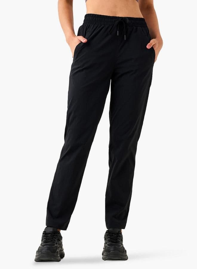 Kappa Black Straight Fit Track Pants with Drawstring - Image 1