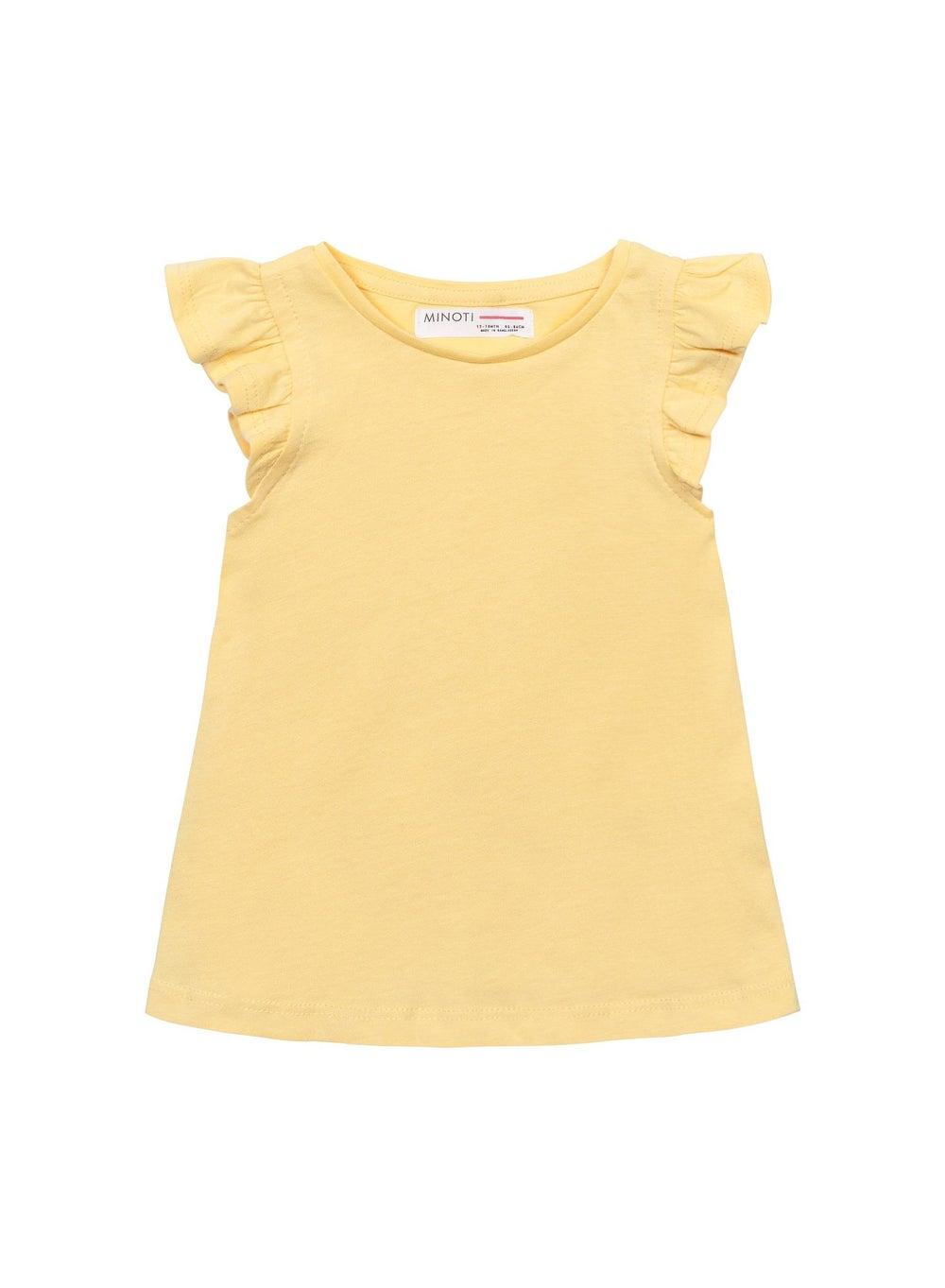 Yellow Frill Shoulder Cotton Vest for Girls - Image 1
