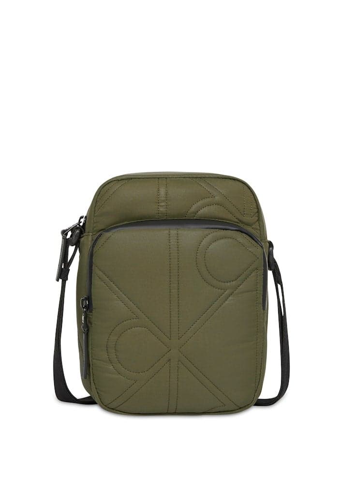 PUFFER REPORTER Quilted Nylon Crossbody Bag Green - Image 1